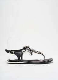 Șlapi țesătură satinată toc plat până la 3 cm negru TOSCA BLU SHOES femme