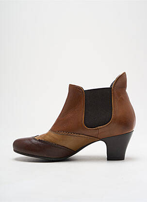 Botine/ghete material neted toc de 4 la 6 cm maro FOLLIA DOLCE femeie