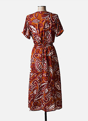 Rochie midi imprimeu fantezie mâneci scurte portocalie LA FEE MARABOUTEE femeie