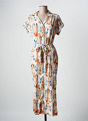 Rochie midi imprimeu fantezie mâneci scurte alb LA FEE MARABOUTEE femeie