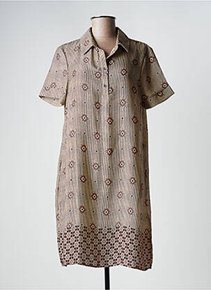 Rochie midi croială fluidă mâneci scurte maro LA FEE MARABOUTEE femeie