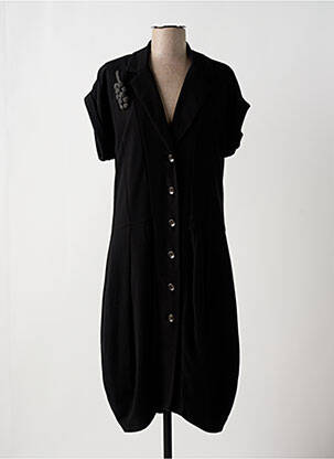 Rochie midi țesătură crep mâneci scurte negru #144894 femeie