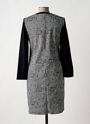Rochie midi imprimeu fantezie mâneci lungi gri GUY DUBOUIS femeie