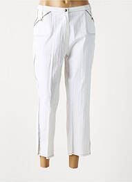 Pantalon 7/8 închidere cu fermoar sub clapetă cu nasturi alb QUATTRO femme