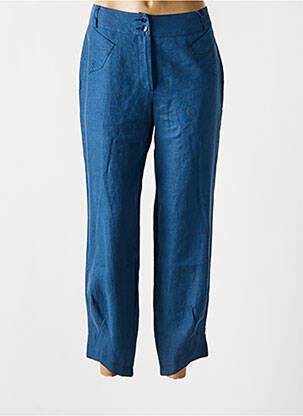 Pantalon 7/8 închidere cu fermoar sub clapetă cu nasturi albastru QUATTRO femeie