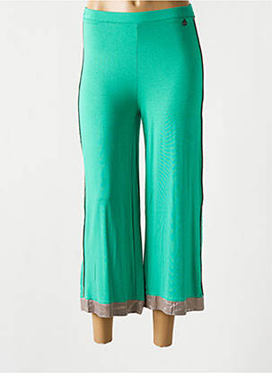 Pantalon trei sferturi talie elastică verde MALOKA femeie