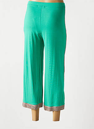 Pantalon trei sferturi talie elastică verde MALOKA femeie