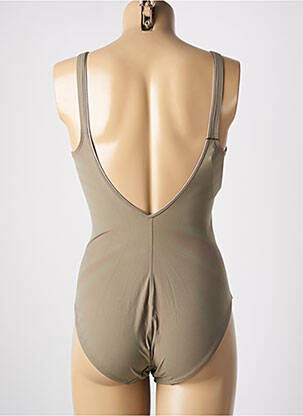 Costum de baie dintr-o singură piesă efect material satinat top triunghiuri verde EMPREINTE femeie