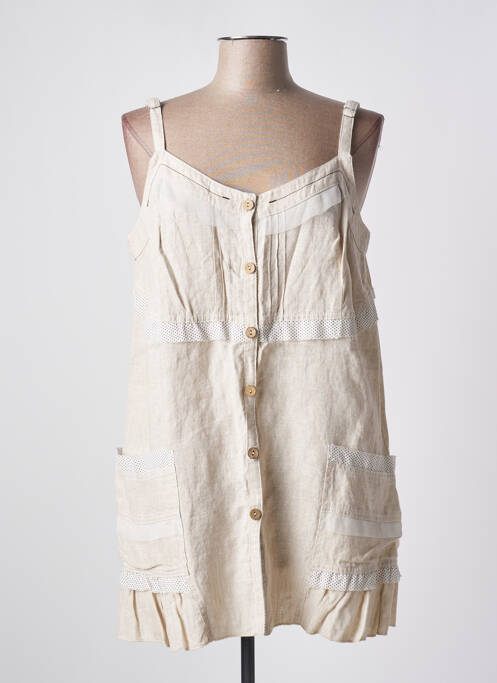 Tunică mâneci lungi țesătură crep bej BE THE QUEEN femme