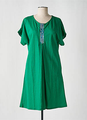 Rochie midi țesătură crep mâneci scurte verde SCORZZO femeie