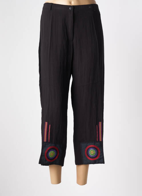 Pantalon trei sferturi croială dreaptă talie înaltă negru JEAN DELFIN femme