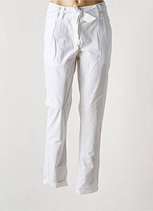 Pantalon chino țesătură poplin mărime normală alb KAPORAL femeie