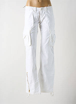 Pantalon cargo țesătură poplin talie joasă alb LE TEMPS DES CERISES femeie
