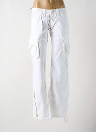 Pantalon cargo țesătură poplin talie joasă alb LE TEMPS DES CERISES femeie