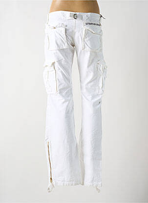 Pantalon cargo țesătură poplin talie joasă alb LE TEMPS DES CERISES femeie