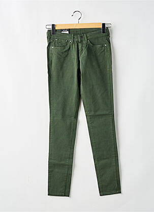 Pantalon slim talie joasă mărime reglabilă verde PEPE JEANS fată