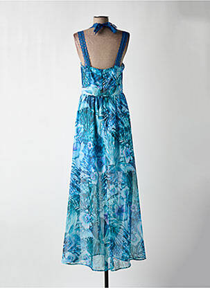 Rochie lungă imprimeu floral bretele subțiri albastru GUESS femeie