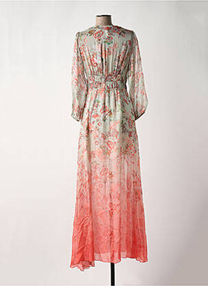Rochie lungă imprimeu floral mâneci 3/4 portocalie GUESS femeie