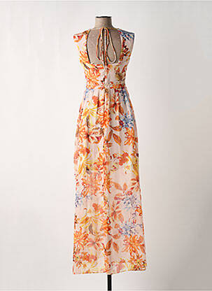 Rochie lungă imprimeu floral fără mâneci portocalie GUESS femeie