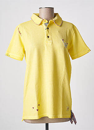 Polo broderie mâneci scurte galben BY CHARLIE B femeie