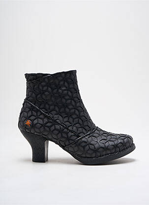 Botine/ghete țesătură satinată toc de 4 la 6 cm negru ART femeie