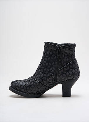 Botine/ghete țesătură satinată toc de 4 la 6 cm negru ART femeie