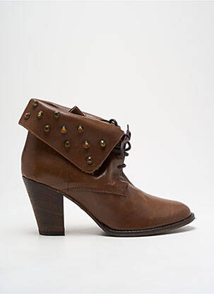Botine/ghete material neted toc de 4 la 6 cm maro MELINE femeie