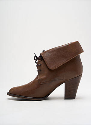 Botine/ghete material neted toc de 4 la 6 cm maro MELINE femeie