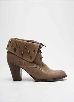 Botine/ghete cubanez toc de 7 la 9 cm maro MELINE femeie