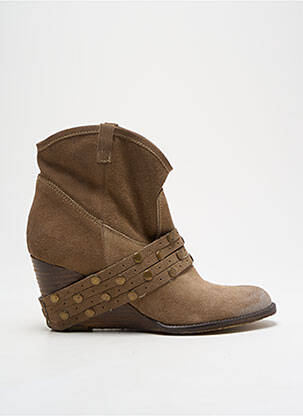 Botine/ghete nubuc toc de 4 la 6 cm maro MELINE femeie
