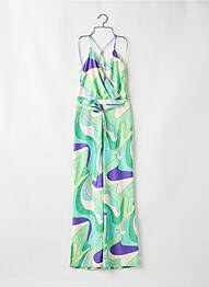 Salopetă-pantalon țesătură crep bretele subțiri verde MORGAN femme