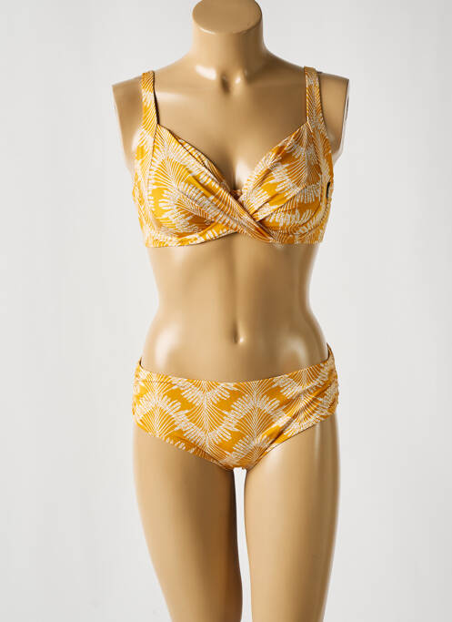 Costum de baie din două piese elasticitate sutien cupe întregi cu decolteu înalt galben ROSA FAIA femme