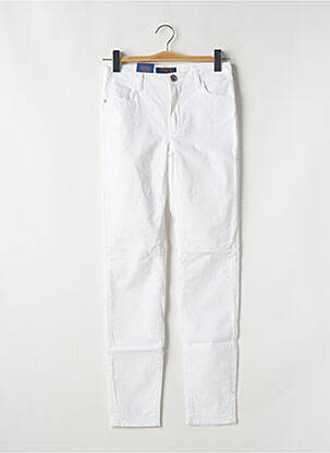 Pantalon slim țesătură poplin talie înaltă alb TRUSSARDI JEANS femeie