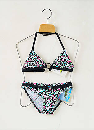 Costum de baie din două piese efect material satinat negru LAGON BLEU fată