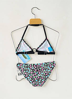 Costum de baie din două piese efect material satinat negru LAGON BLEU fată