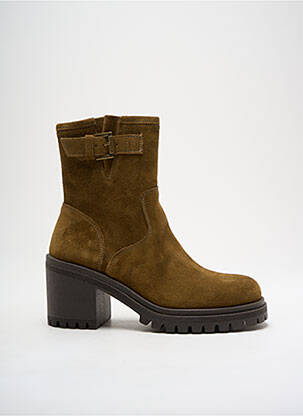 Botine/ghete nubuc toc de 4 la 6 cm verde SMS femeie