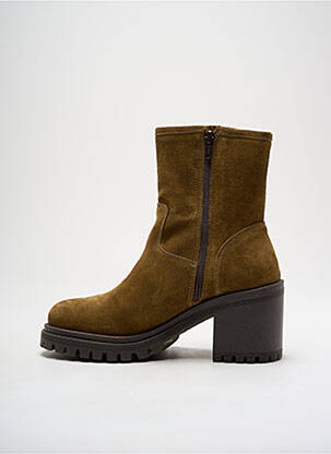 Botine/ghete nubuc toc de 4 la 6 cm verde SMS femeie