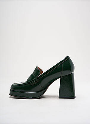 Mocasini efect șifonat toc de 7 la 9 cm verde REQINS femeie