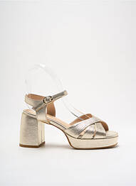 Sandale/pantofi decupați țesătură satinată toc de 4 la 6 cm auriu REQINS femme