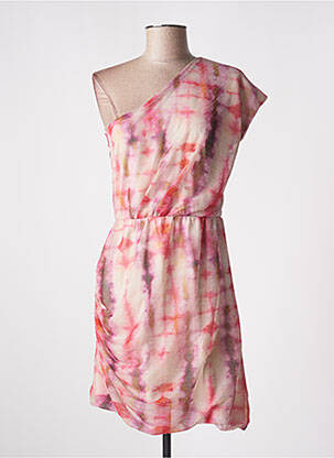 Rochie midi mâneci scurte mâneci scurte roz IMPREVU femeie