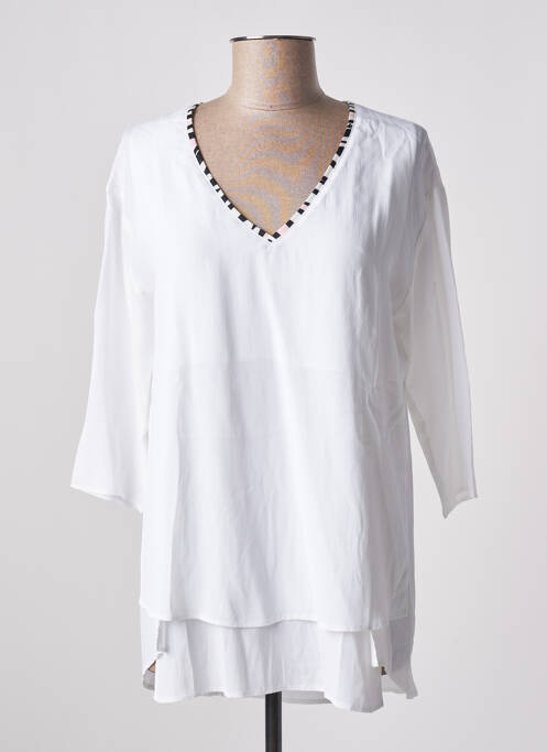 Tunică mâneci lungi țesătură crep alb SPORTALM femme