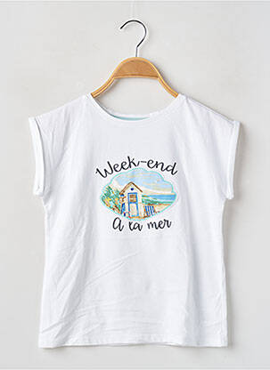 Tricou alb WEEK END A LA MER fată