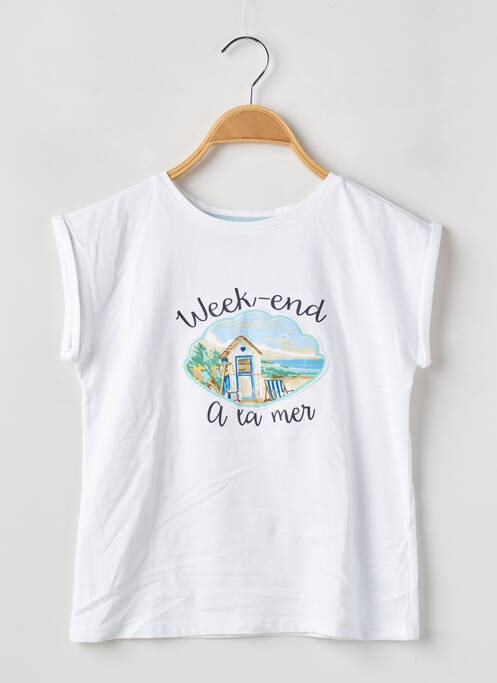 Tricou alb WEEK END A LA MER fată