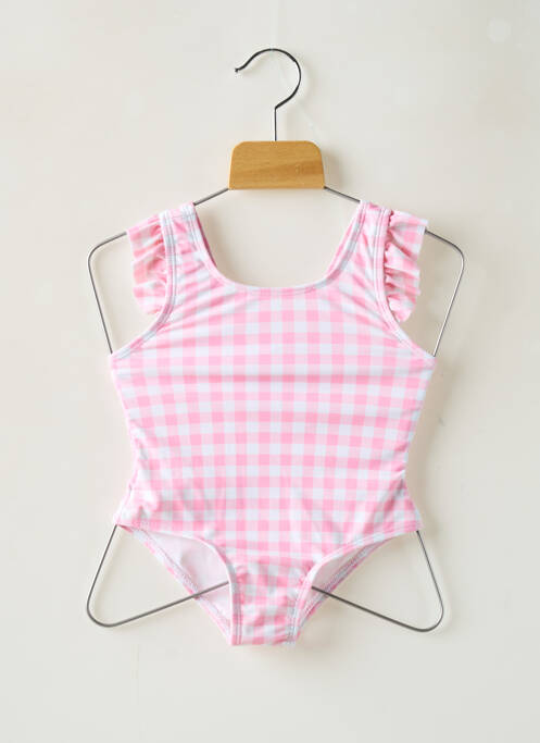 Costum de baie dintr-o singură piesă roz WEEK END A LA MER fată