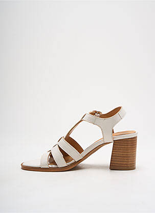 Sandale/pantofi decupați material neted toc de 4 la 6 cm alb ALIWELL femeie