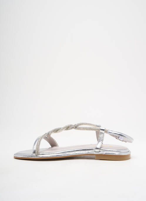 Sandale/pantofi decupați chiquet toc plat până la 3 cm argintiu REQINS femme