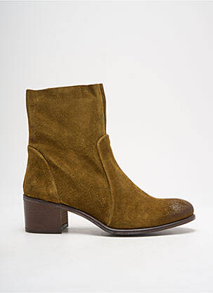 Botine/ghete țesătură satinată toc de 4 la 6 cm verde ALIWELL femeie