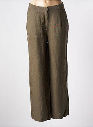 Pantalon larg talie cu cleme talie înaltă verde TOM TAILOR femeie