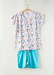 Pijamale scurte guler rotund albastru ROSE POMME femeie