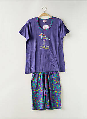 Pijamale scurte imprimeu fantezie violet ROSE POMME femeie